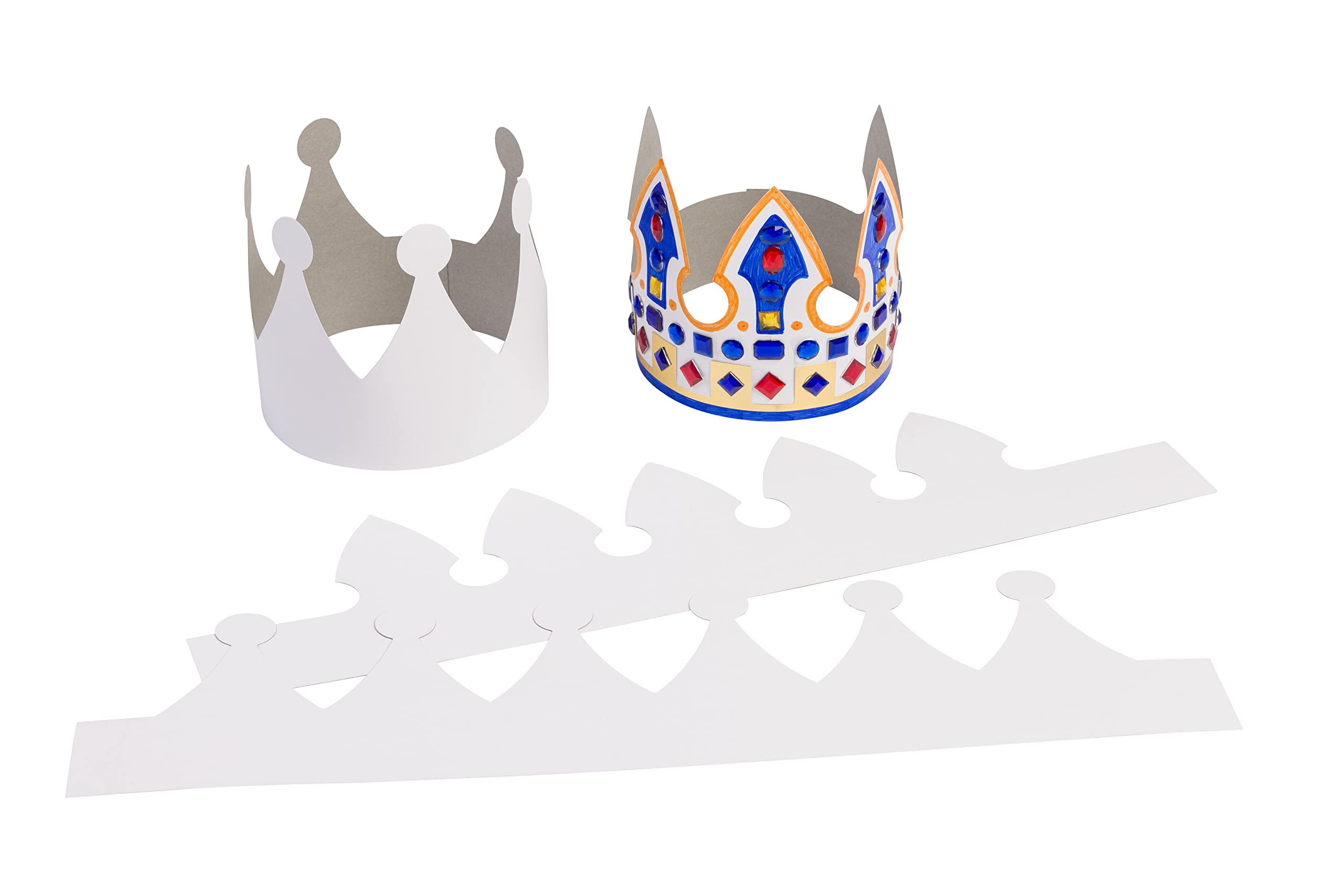 READY 2 LEARN Craftplay Tall white card crowns | Pack of 12 | Coronation celebrations | Party crowns to decorate, M