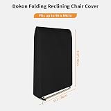 Dokon Garden Folding Reclining Chair Cover Waterproof Heavy Duty Black view 2