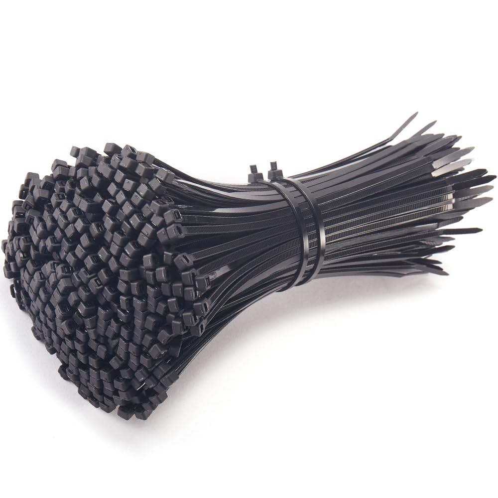 MgcTolBox Black Cable Ties 8", Small Zip Ties, Plastic Tie Wraps- Self Locking Cable Ties 200 x 3.6 mm | Black | 200 Pack — image 1