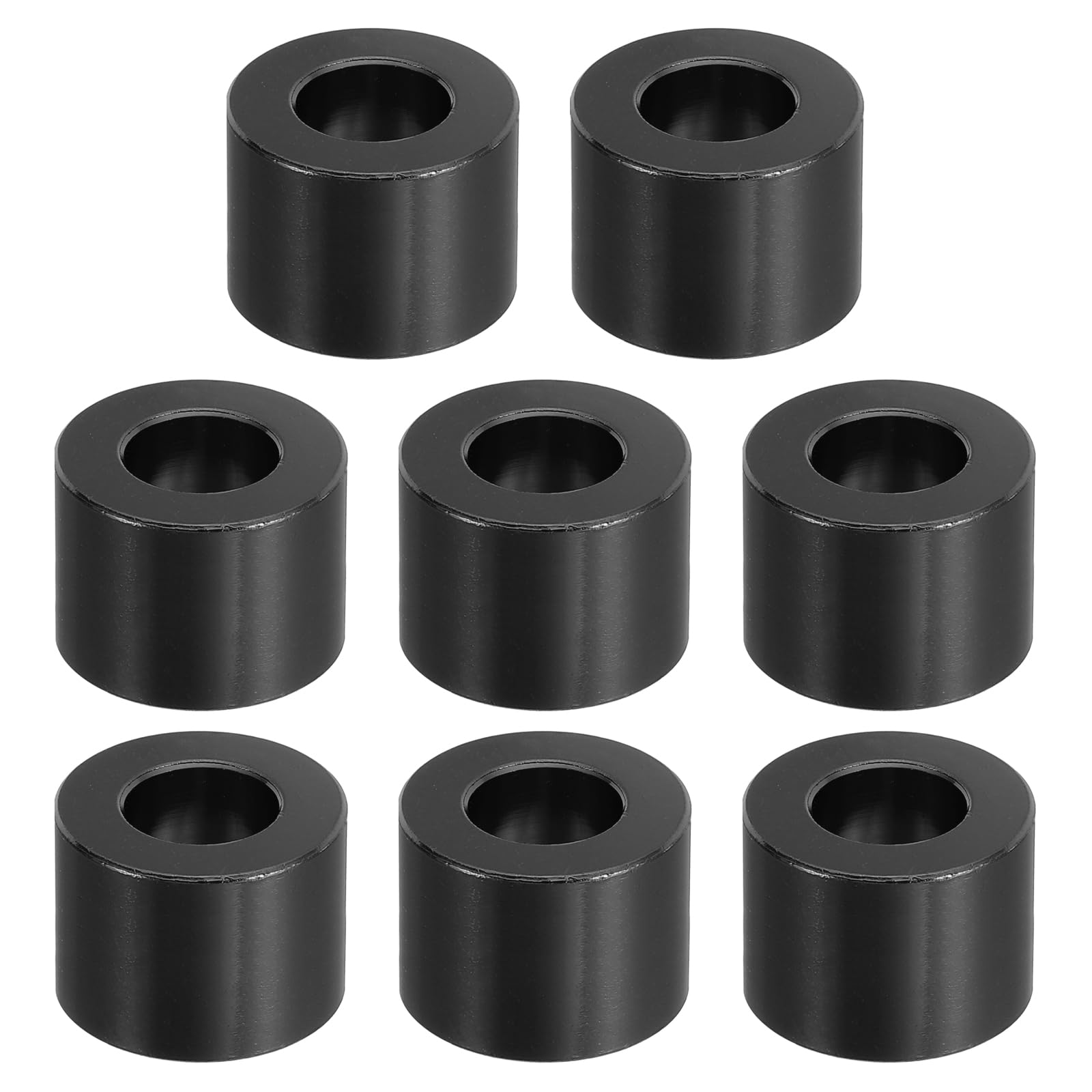 PATIKIL M10 Aluminum Spacer, 8 Pcs Metal Spacers Aluminum 10.5mm ID x 20mm OD x 15mm L Aluminum Spacer Screw Standoff Round for 2/5in or M10 Screw Bolt,Black