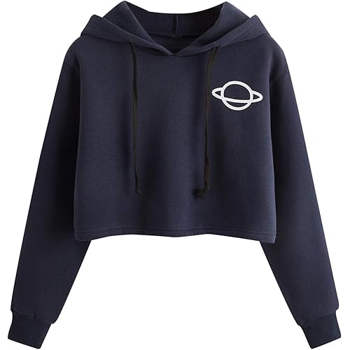 MAKEMECHIC Women's Graphic Print Drawstring Casual Thick Hoodie Sweatshirt