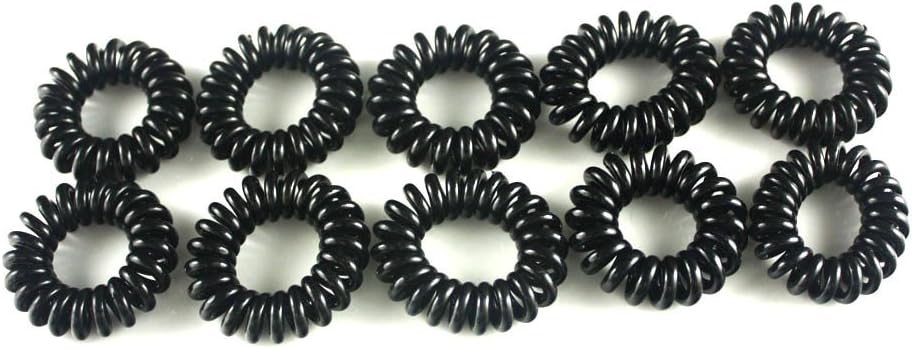 The Trending Black Plastic Spiral Twirly Rubber Scrunchie 10 Pieces