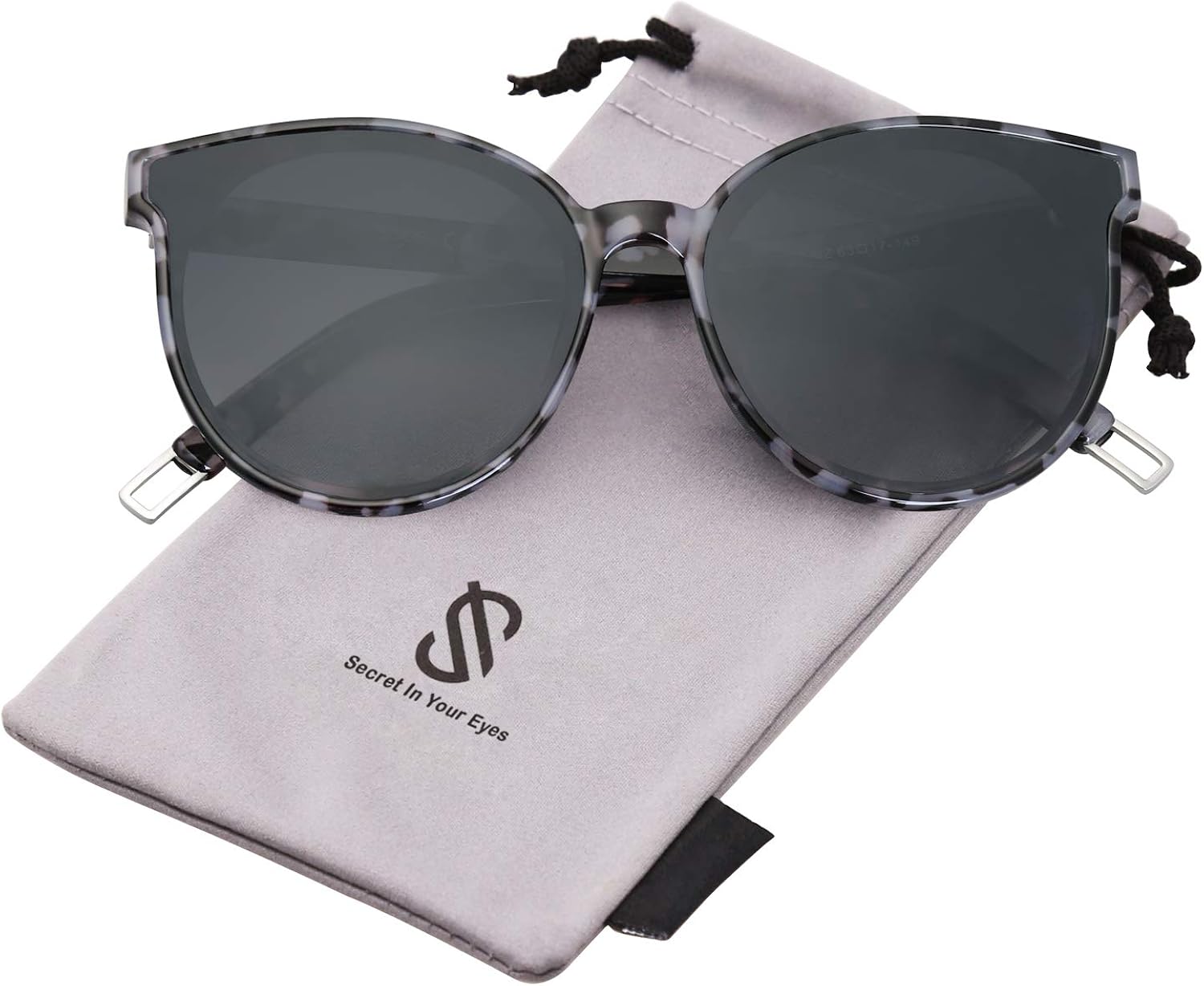 SOJOS Fashion Round Sunglasses for Women Men Oversized Vintage Shades SJ2057 with Tortoise Frame/Grey Lens: Clothing