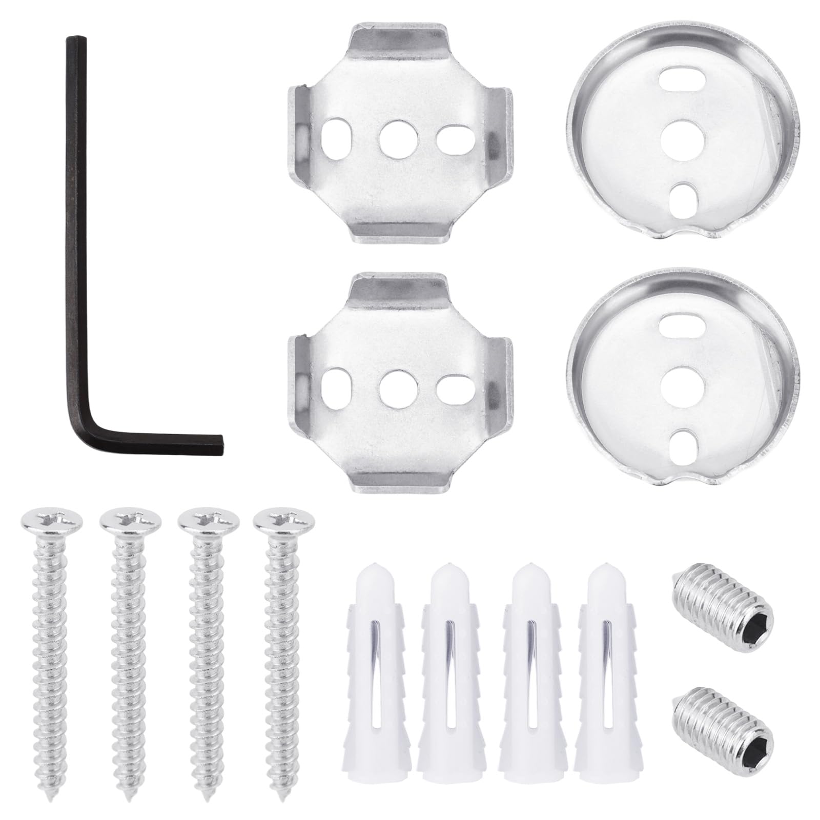Photo 1 of Towel Bar Replacement Parts Set, Stainless Steel Wall Mounted Towel Rack Mounting Hardware 1.37 Inch Square + 1.65 Inch Round Bases with Screws for Bathroom Brackets Shower Curtain Rods Accessories