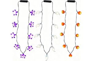 COVFEVER Halloween Eve Costume Party Accessories, 3Pcs Lighted up 3D Necklace for Trick or Treat Door to Door Parade Procession