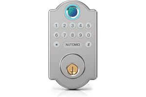 NUTOMO Keypad Fingerprint Door Lock Deadbolt: Digital Code Locks for Front Door, Keyless Entry Door Lock, Electric Keypad Door Lock with Deadbolt, Push Button Deadbolt Door Lock, Silver