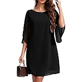 Zebaexf Womens Chiffon Dresses Flutter Sleeve Formal Trendy Party Wedding Dress