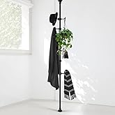 Sempicad Coat Rack Freestanding, 56 to 125 inch Adjustable Tension Rod Coat Hanger with 12 Hooks for Hanging Coat, Jacket, Ha