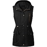MixMatchy Women's Drawstring Lightweight Loose Fit Sleeveless Safari Vest Utility Jacket