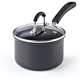 Cook N Home Nonstick Saucepan Sauce Pot with Lid Professional Hard Anodized 1.5 Quart , Oven safe - Stay Cool Handles , Black