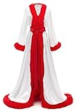 Yexinbridal Christmas Womens Feather Bridal Robe
