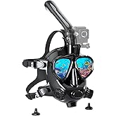 SMACO Full Face Diving Mask with Camera Mount, Full Face Snorkel Mask for Adults Compatible with S400/S400 Plus/S400 Pro/S700 Scuba Diving Tank, Dive Mask Kit with Comfortable Breathing Design—Black