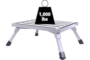 Homeon Wheels Safety RV Steps 19" x 14.5" Large RV Step Aluminum Folding Platform with Non-Slip Rubber Feet More Stable Supports Up to 1500lbs