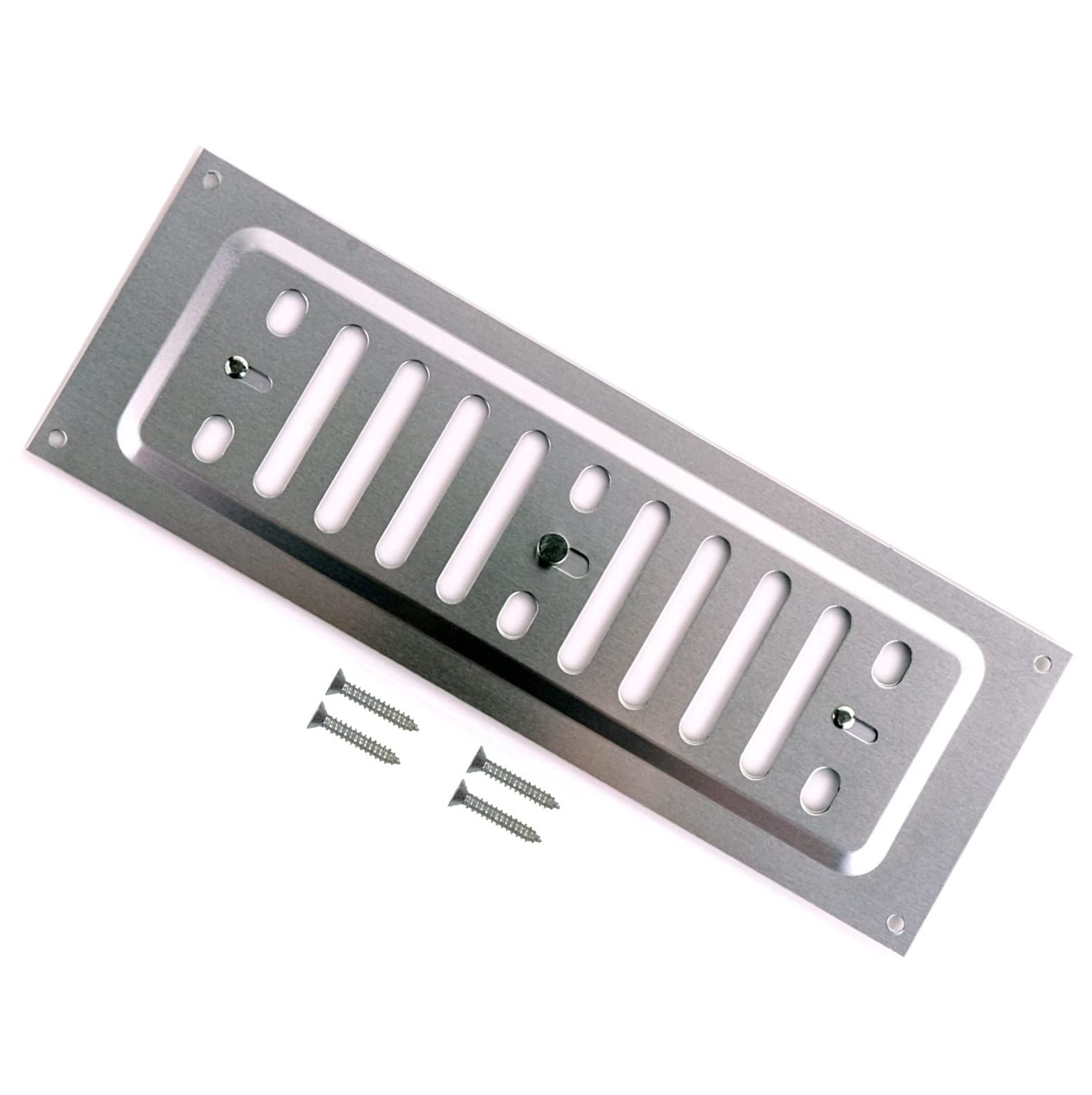 TERF® 9'' X 3'' Open and Close Adjustable Aluminium Air Vents 9'' X 3'' (225mm X 75mm) Single Brick Hit & Miss Sliding Adjustable Ventilation Plate Grille Cover including Fixing Screw - Pack of 1