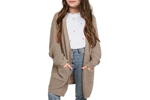 SySea Girls Batwing Long Sleeve Cardigan Open Front Chunky Knit Sweaters Coats with Pockets