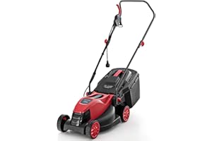 S AFSTAR Electric Corded Lawn Mower, 12-AMP 14-Inch Walk-Behind Lawnmower with Collection Box, 3 Adjustable Height Position, 