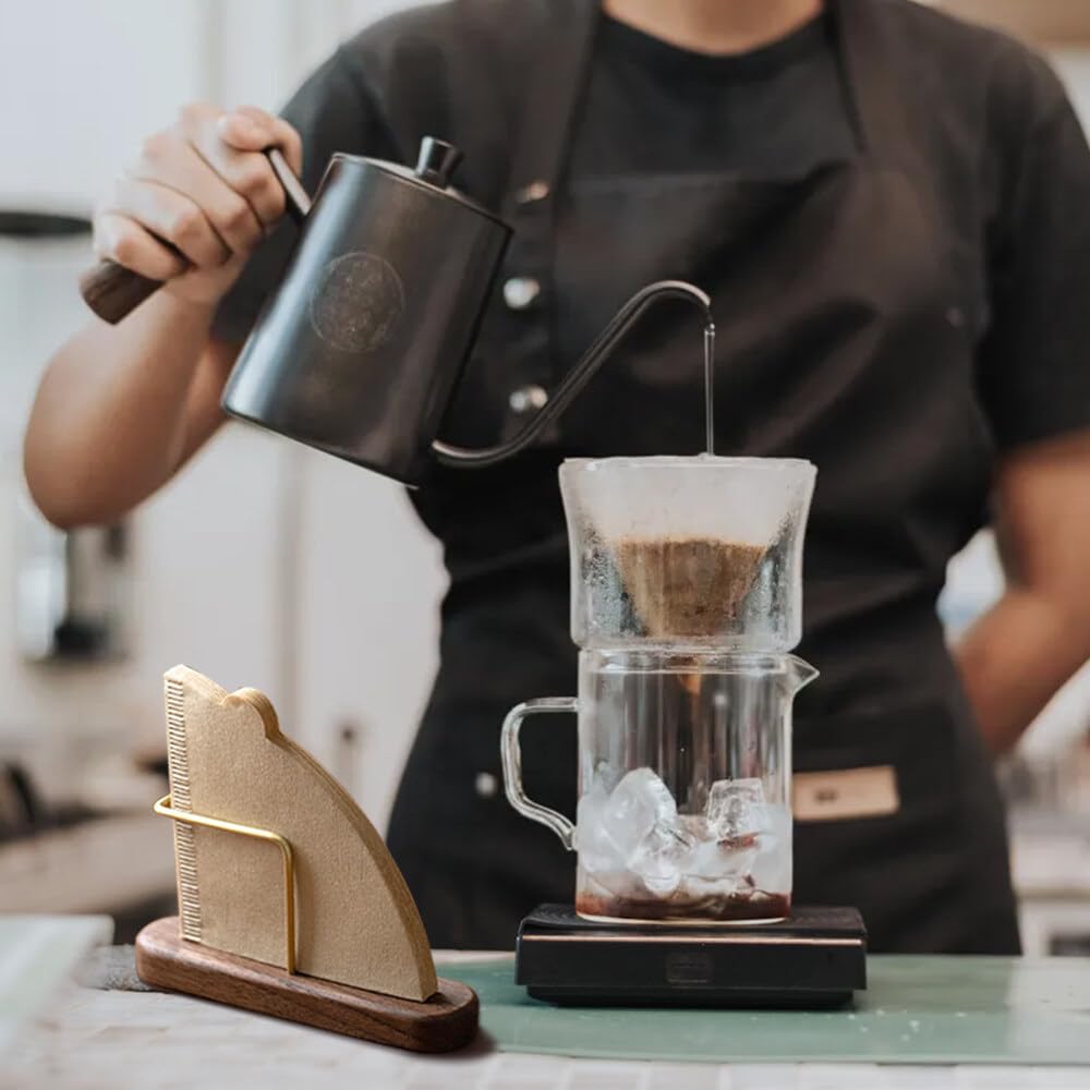 FEMONGY kaffeefilterhalter filtertütenhalter kaffefilterhalterung kaffeefilter aufbewahrung kaffee filter aufsatz filterkaffee aufsatz - Halter für Kaffeefilter zur Aufbewahrung (A-Walnussholz) 7