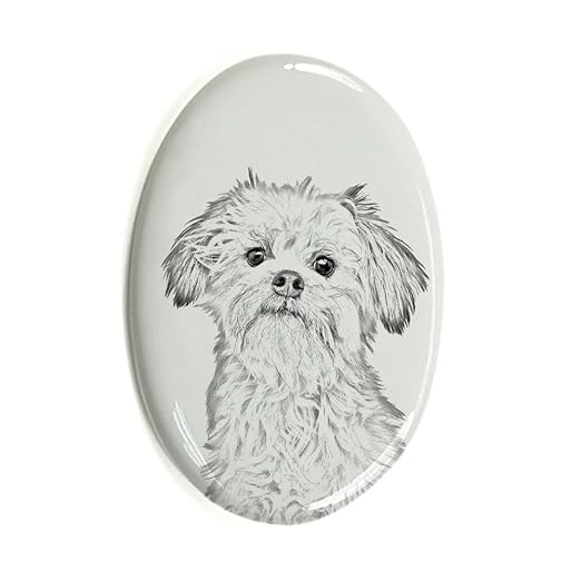 ArtDog Ltd. Löwchen, Oval Grabstein aus Keramikfliesen mit Einem Bild