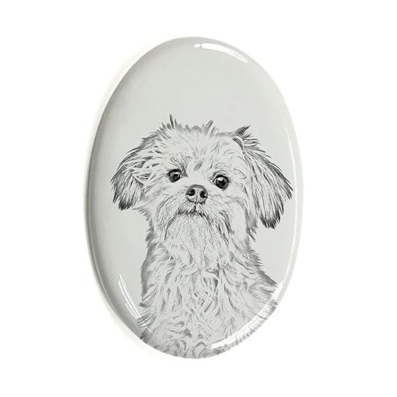 ArtDog Ltd. Löwchen, Oval Grabstein aus Keramikfliesen mit Einem Bild