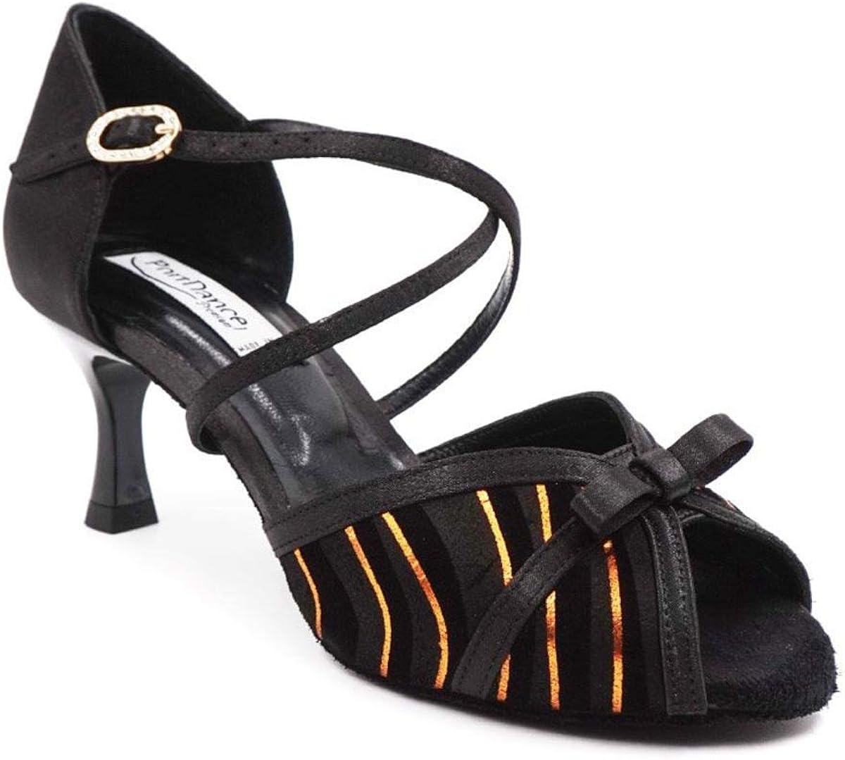 PortDance PD506 Women's Dance Shoes Satin/Nubuck Black