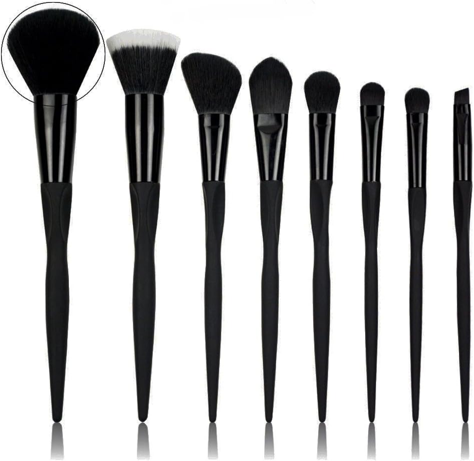 Professional Makeup Brush Set, 8pcs Silky Soft Cosmetics Brushes Kit Powder Contour Highlight Brushes Set for Smooth Makeup Application (Black Unicorn)