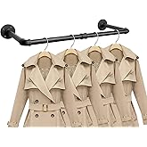 Jeasor Industrial Iron Pipe Clothes Hanging Bar DIY Wall-Mounted Garment Rack Heavy Duty Clothing Rack for Bedroom, Laundry R