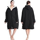 Oksun Waterproof Swim Parka, Windproof Surf Poncho Warm Coat, Recycled Fabric Water Resistent Oversized Sherpa Lining Jacket