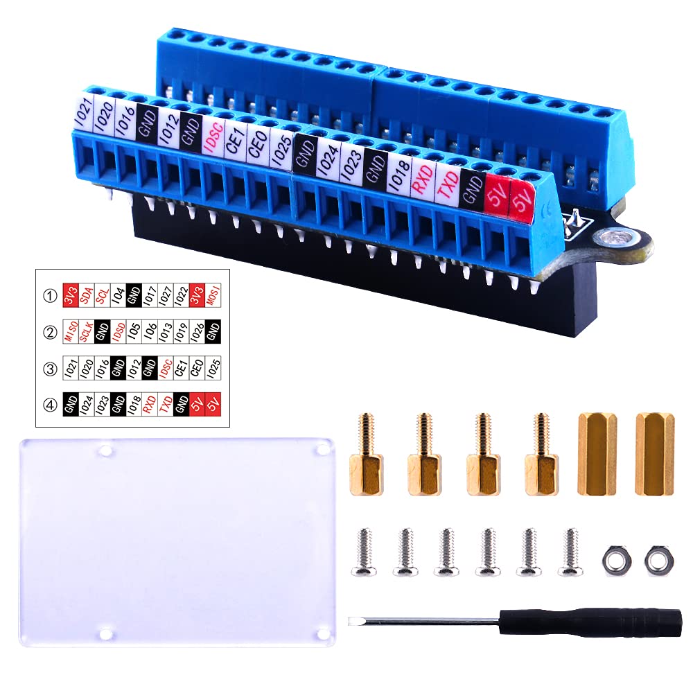 GeeekPi Micro GPIO Terminal Block Breakout Board Module for Raspberry Pi, GPIO Expansion Board Micro Connector for Raspberry Pi 4B/3B+/3B/2B/Pi Zero/Pi Zero W/ 2 W