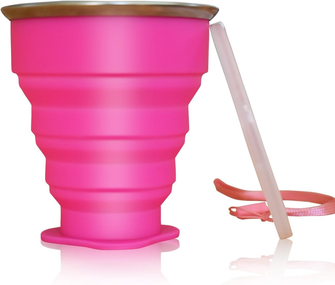 Collapsible Travel Cup, The Genuine 6.5oz Drinking Mug with Lid, Certified BPA Free Silicone, Water, Coffee, Tea & Snacks for Hiking, Camping, Picnic & Commuting to Work