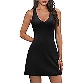 NIASHOT Athletic Dress for Women Adjustable Strap V Neck Built in Shorts with Pockets Tennis Golf Pickleball