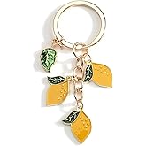 SHTALHST Lemon Keychain,Fruit Keychain with Leaf Charm,Lemon Bag Charm for Keys Purse Handbag Women Birthday Christmas