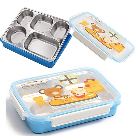 AIYoo Bento - Fiambrera de acero inoxidable 304 con 4 recipientes ...