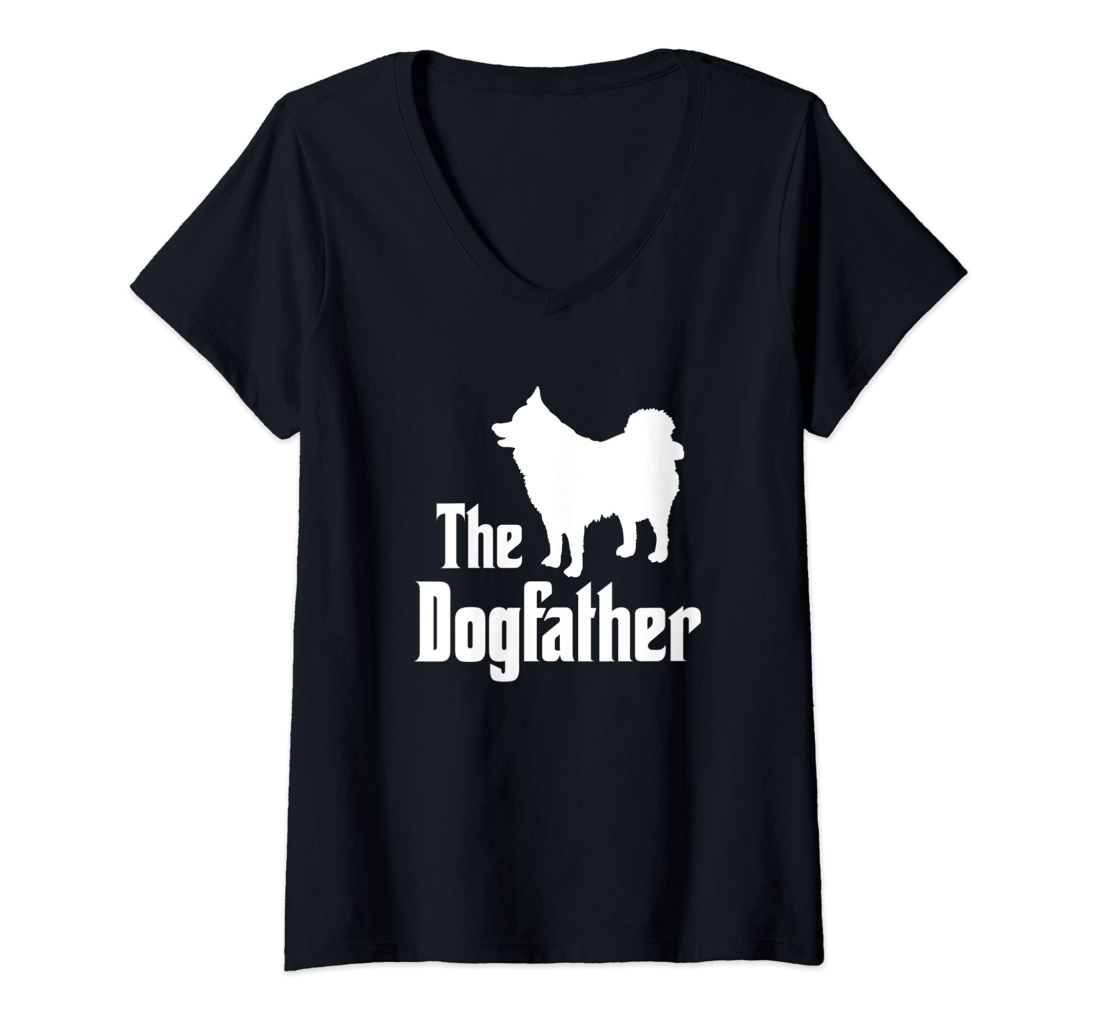 Womens The Dogfather - funny dog gift, funny Icelandic Sheepdog V-Neck T-Shirt