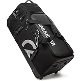 TRAILKICKER 36" Power Rolling Ice Hockey Gear Bag with Wheels, Black | Wide U-Shaped Opening, Rolling Wheel Design, Multiple Storage Pockets, Exterior Hockey Stick Strap