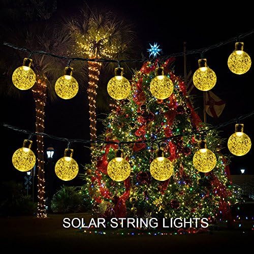 Solar String Lights,Pkman™Outdoor Solar Powered Globe Fairy String Lights 20ft 30 LED Crystal Ball Waterproof String Lights for Christmas,Garden,Patio,Yard,Lawn,Wedding Decoration(Warm White)