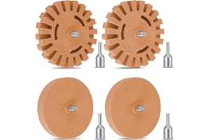 Buhobha Eraser Wheel for Drill - 4 Pack Rubber Wheel Decal Remover Kit with Solid & Gear Design, Adhesive Remover Wheel for Vinyl Wrap, Car Decals, Stickers, Emblems from Autos, Boats, RVs, Trucks
