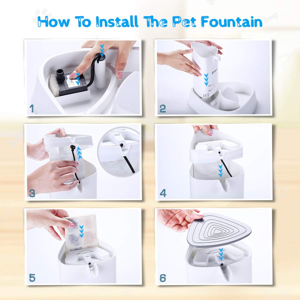 isYoung LED Cat Fountain Automatic Pet Water Drinking Fountain Pet Water Dispenser with Adjustable Water Flow, Activated Carbon Filter, Super Quiet, Great for Cats and Small Dogs