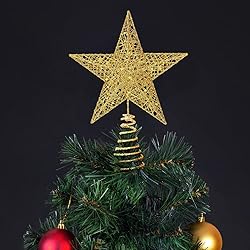 Christmas Tree Toppers Xmas Glitter Gold Hollow