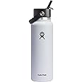 Hydro Flask Water Bottle - Insulated Stainless Steel - Wide Straw Lid, Non Spill, Leakproof in 40 Oz White