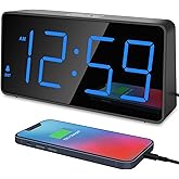 Peakeep Digital Alarm Clock for Bedroom Bedside, Large Display, USB Charger | Electric Clock Battery Backup, Big LED Numbers 5 Dimmers Seniors Friendly, Loud Volume Adjustable, Easy Set