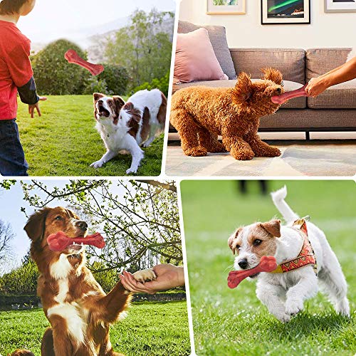 DOMIGLOW Dog Chew Toys - Puppy Teething Chew Toys Pet Dog Interactive Toys Perfect for Small/Medium Dogs (Red)