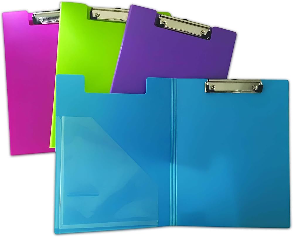 Seco Foldover Clipboard Pack of 4 Assorted Colours