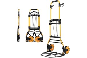 Oyoest Folding Hand Truck and Dolly,440 Lbs Capacity Portable Aluminum Luggage Cart with Telescoping Handle and Rubber Wheels,Portable Dolly Cart for Luggage/Personal/Travel/Mobile/Office Use.