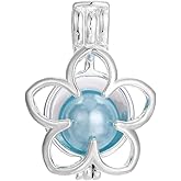 Vie jeune 10pcs Pearl Cage Bright Silver Beads Cage Locket Pendant Jewelry Making-For Oyster Pearls, Essential Oil Diffuser, Fun Gifts (Flower-2)
