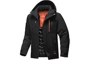 BANTREK Men's Winter Jacket Waterproof Ski Snow Coat Windproof Snowboard Hooded Raincoats with Warm Graphene lining