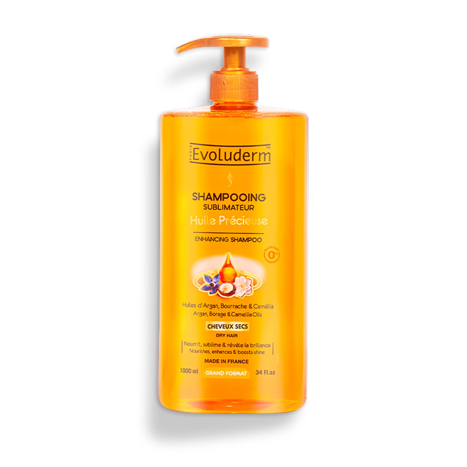 évoluderm Precious Oil Dry Hair Shampoo 1L Bottle