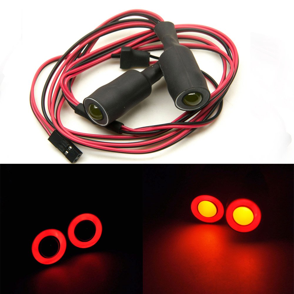 AXspeed 13mm 2Leds Angel Eyes & Demon Eyes LED Headlight Back Light for 1/10 RC Car (Red+Yellow)