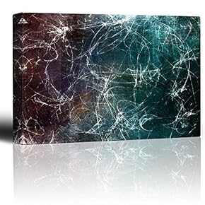 White Doodle Over a Red and Blue Background - Giclee Print Abstract Canvas Wall Art Rustic Home Art - 12x18 inches