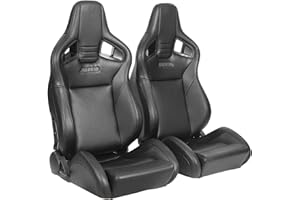 Universal Pair Of V2 Series Racing Bucket Seats Black PVC Leather Red Stitch Dual Lock Slider Come With JIABEIR Logo Fit For Cars …