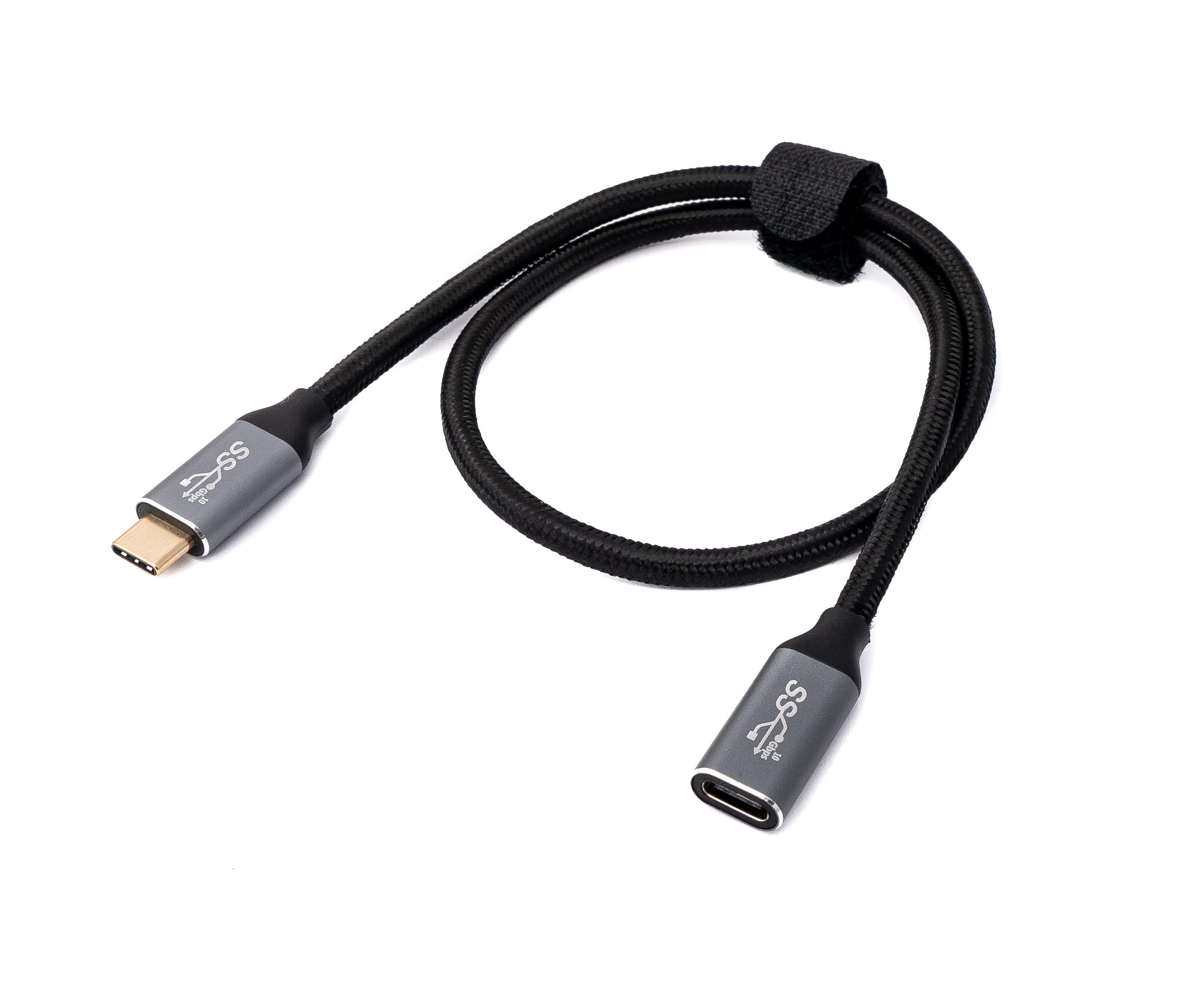 System-S USB 3.1 Gen 2 100W Cable 50cm Type C Male to Female Adapter in Black